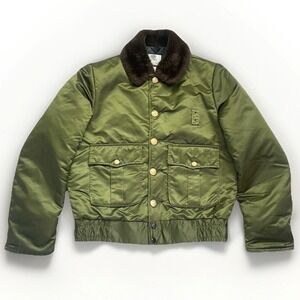 Classic Olive Bomber Jacket with Faux Fur Collar